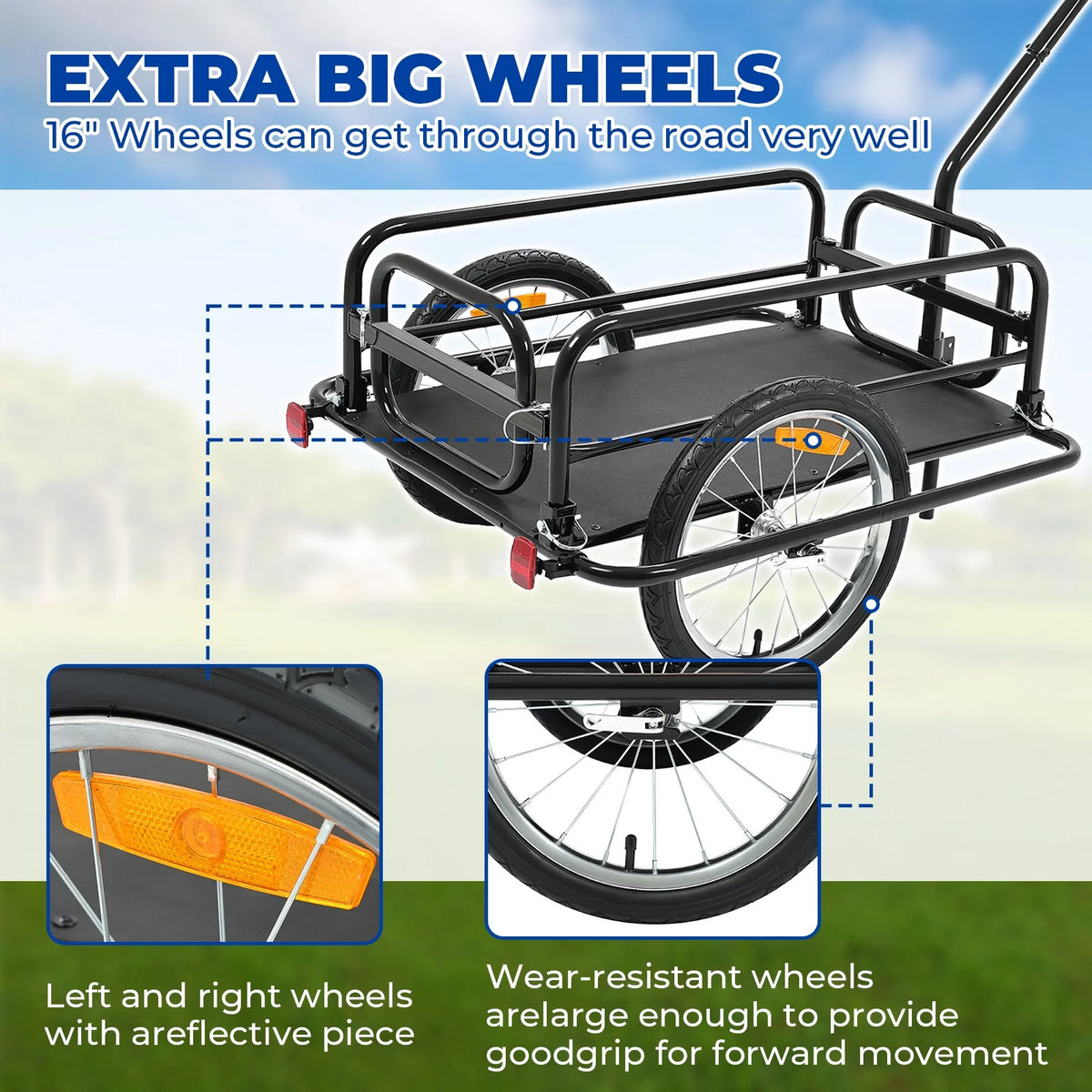 Foldable Bike Cargo Trailer with 16'' Wheels V58605