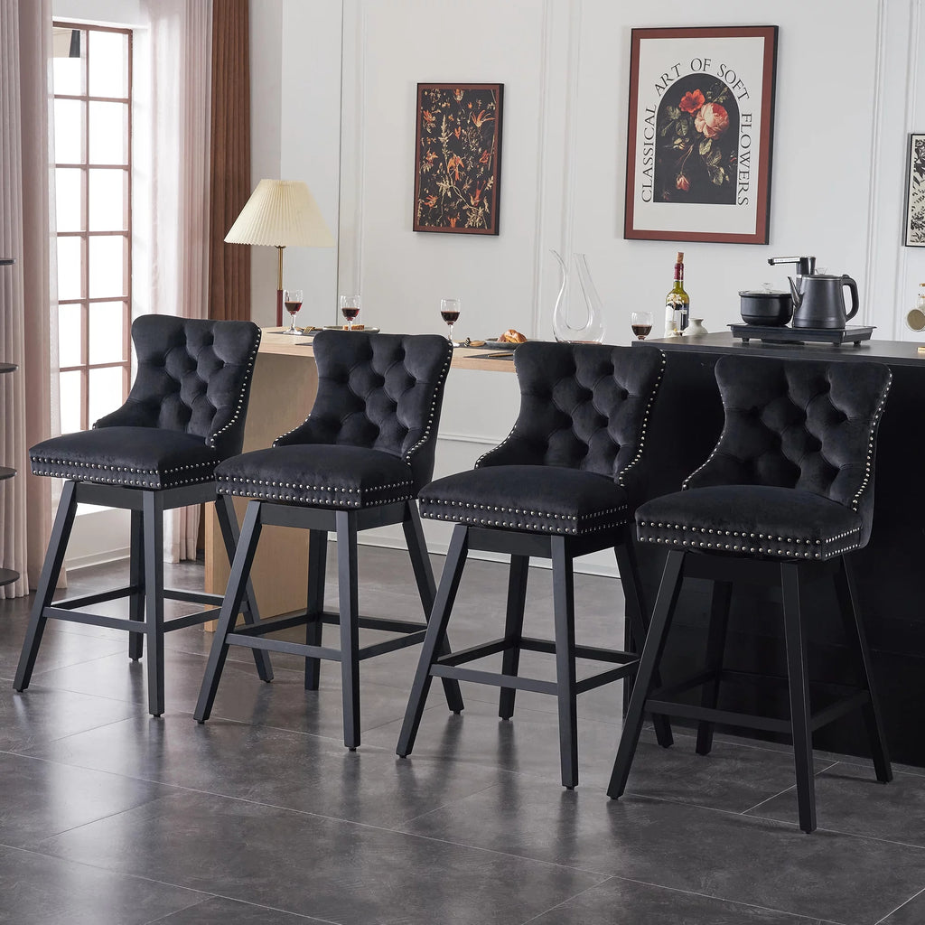 Velvet Swivel Bar Stools Set of 4 A59768