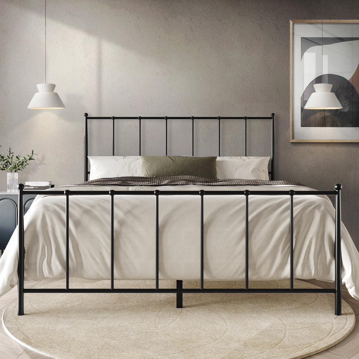 Twin Size White Metal Platform Bed J345565