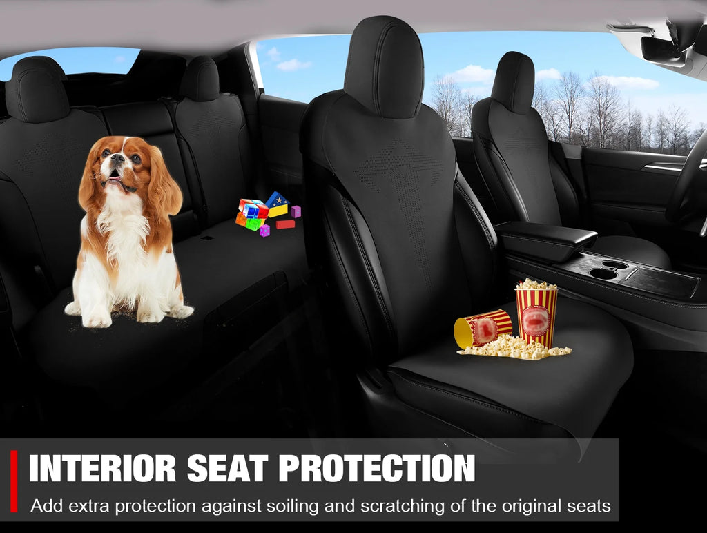 Black Suede Leather Seat Cover Cushions for Tesla Model 3 B669