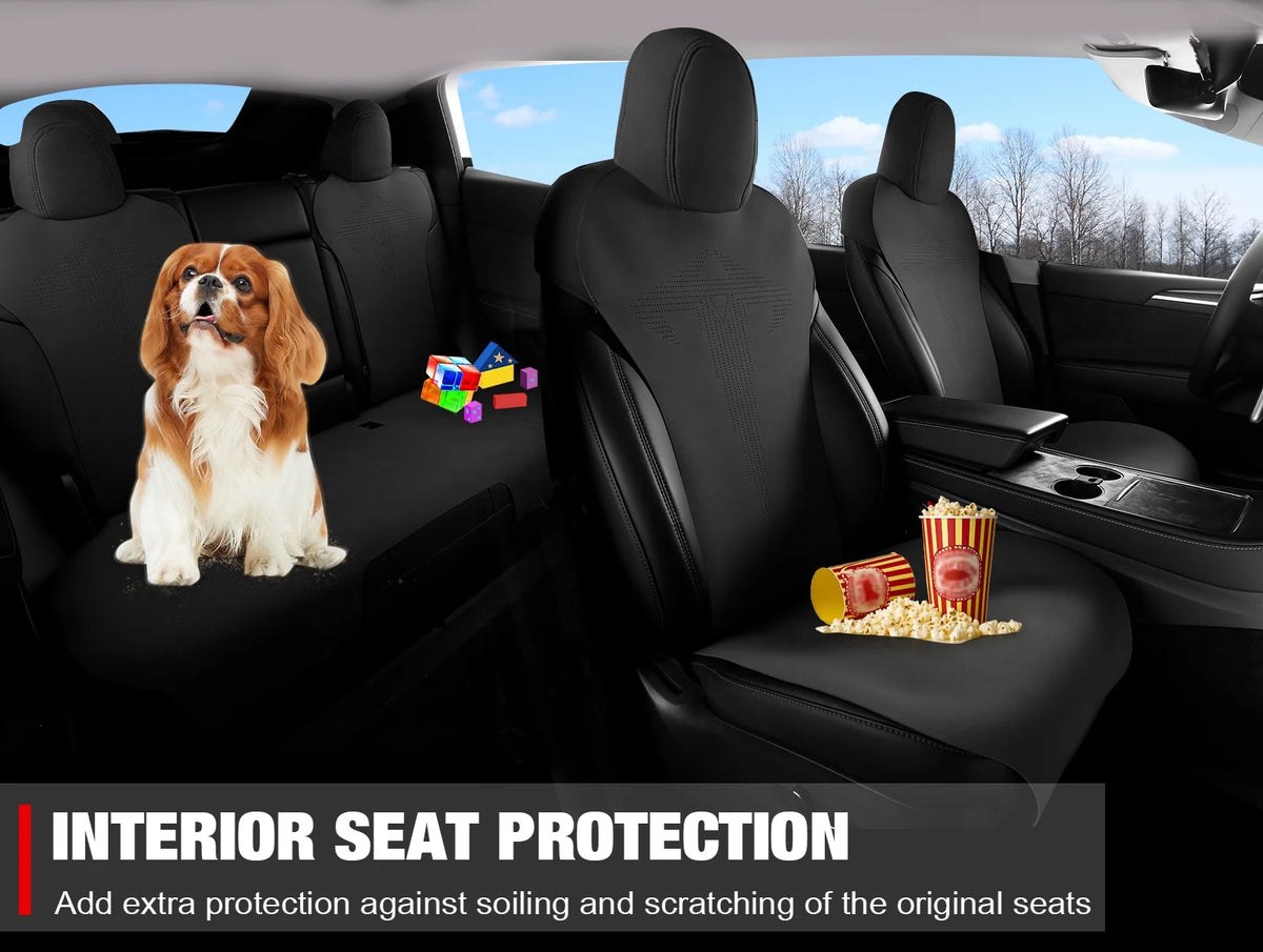 Black Suede Leather Seat Cover Cushions for Tesla Model 3 B669