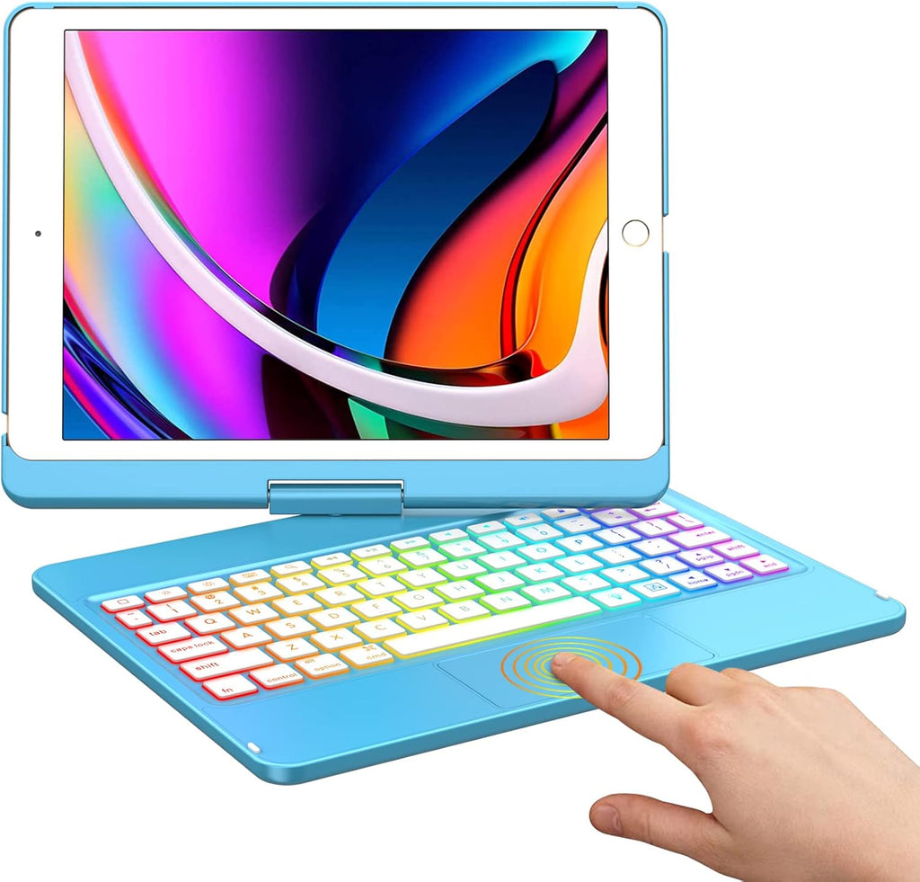 iPad 9th Generation Case with Keyboard and Pencil Holder, Backlit, Touchpad (Purple) J281