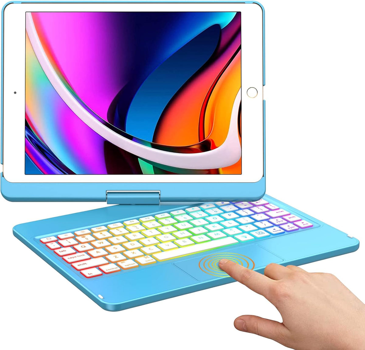 iPad 9th Generation Case with Keyboard and Pencil Holder, Backlit, Touchpad (Purple) J281