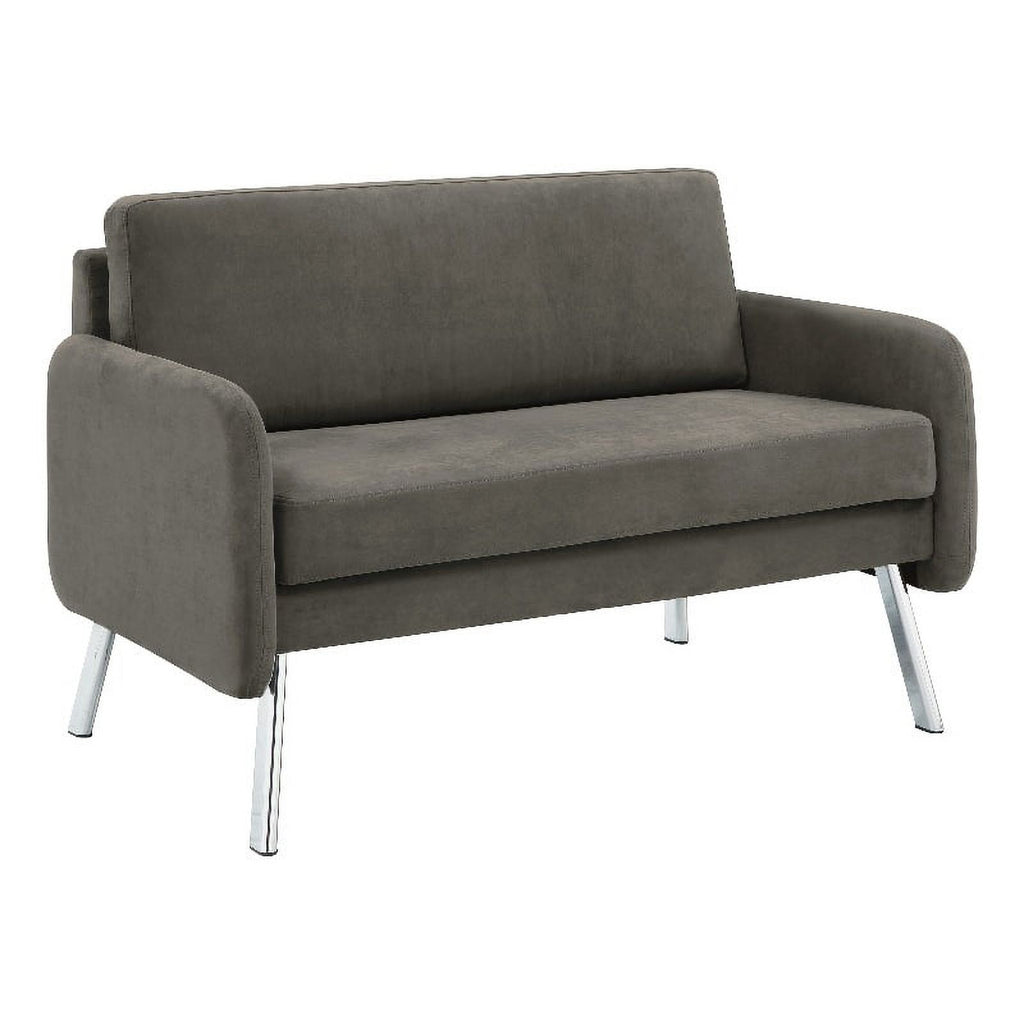 Charcoal Fabric Lounge Loveseat with Chrome Legs Y436913