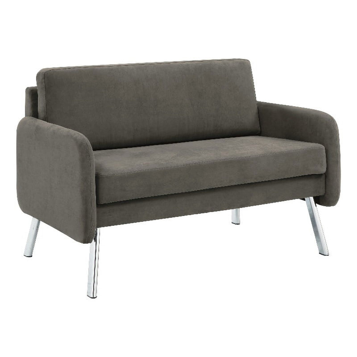 Charcoal Fabric Lounge Loveseat with Chrome Legs Y436913