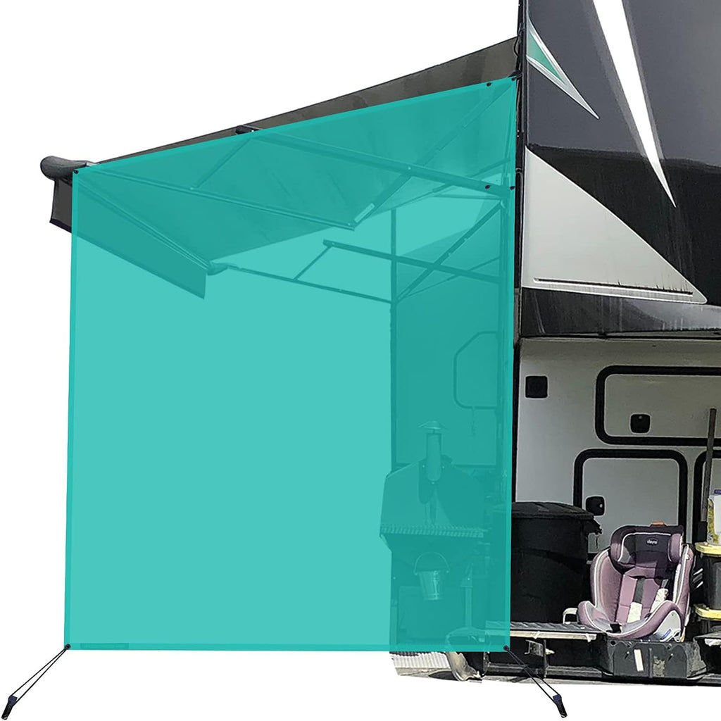 9'X7' Blue Mesh RV Awning Sun Shade Screen Q613