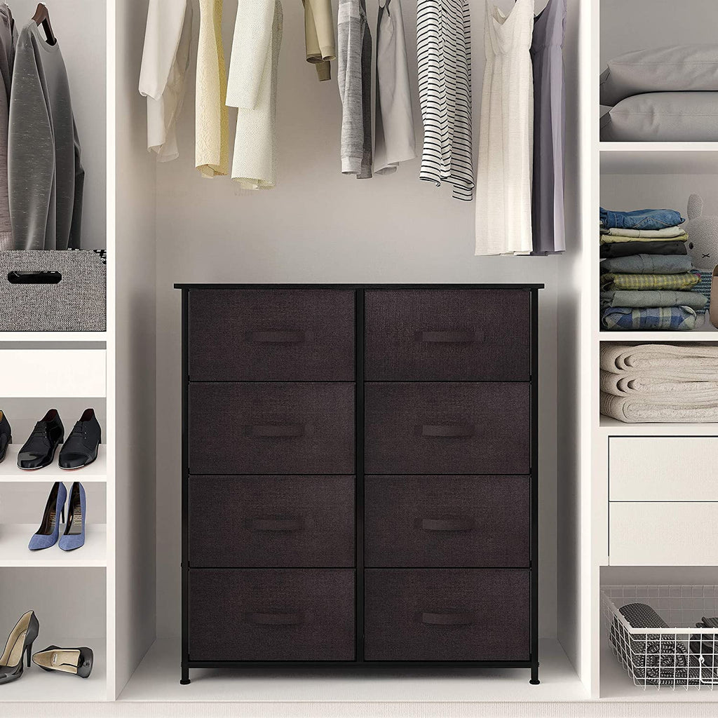 8 Drawer Fabric Dresser with Wooden Top Shelf U852
