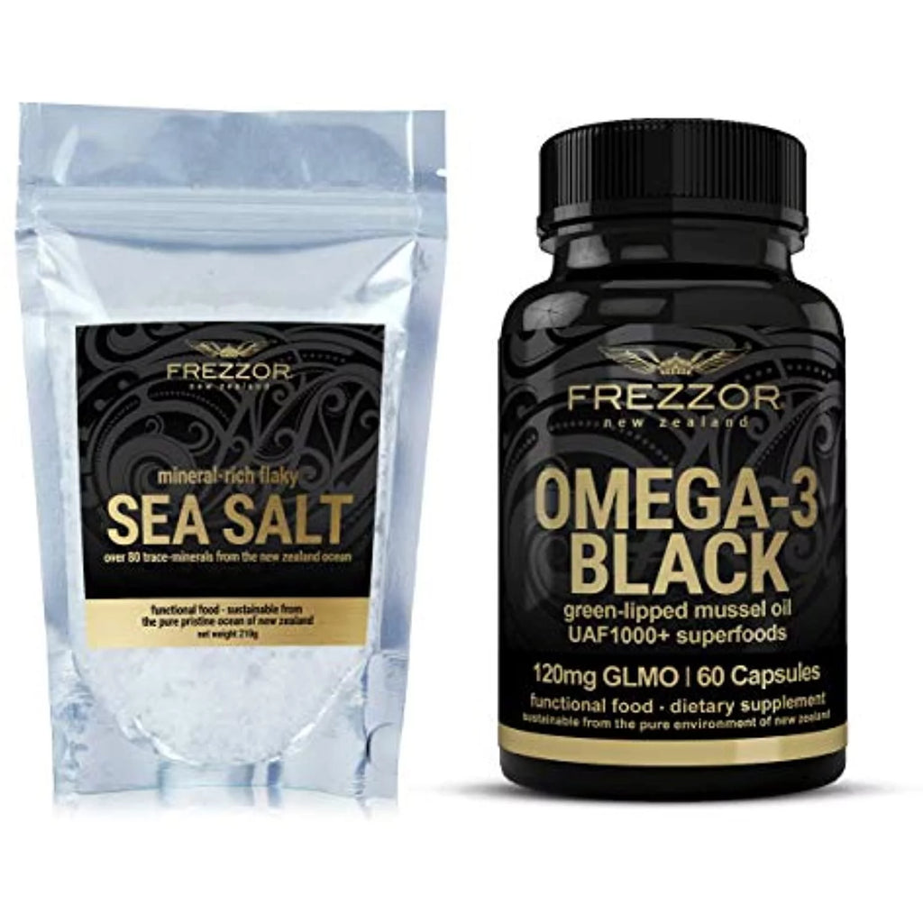 Mineral-Rich Flaky Sea Salt with Omega-3 Black, 1 Jar, 60 Capsules O36138