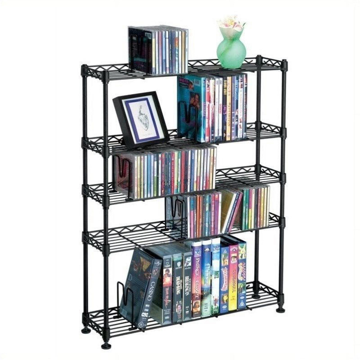 5-Tier Adjustable Multimedia Storage Rack in Black I7685