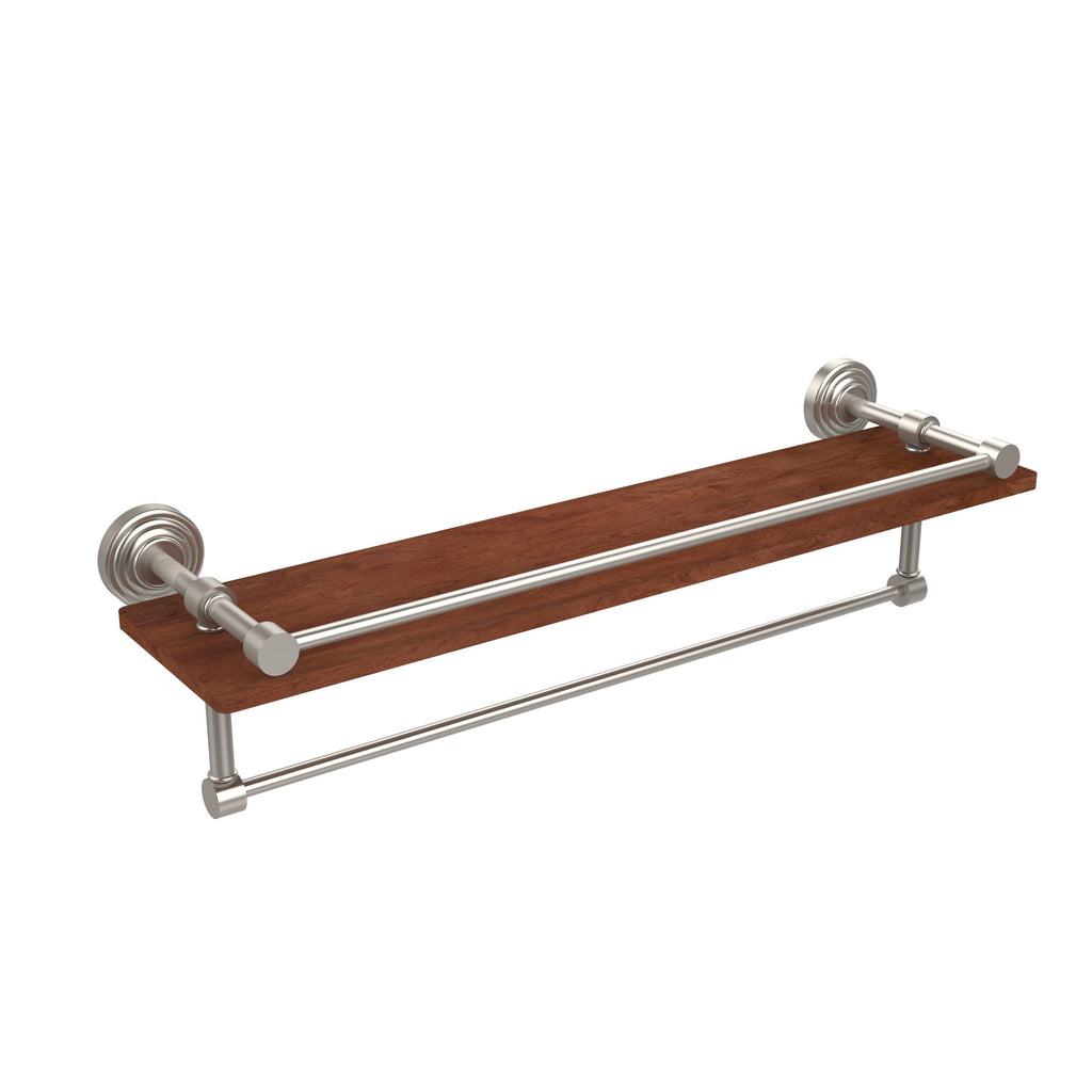 Satin Nickel Ironwood Shelf with Gallery Rail and Towel Bar T4611