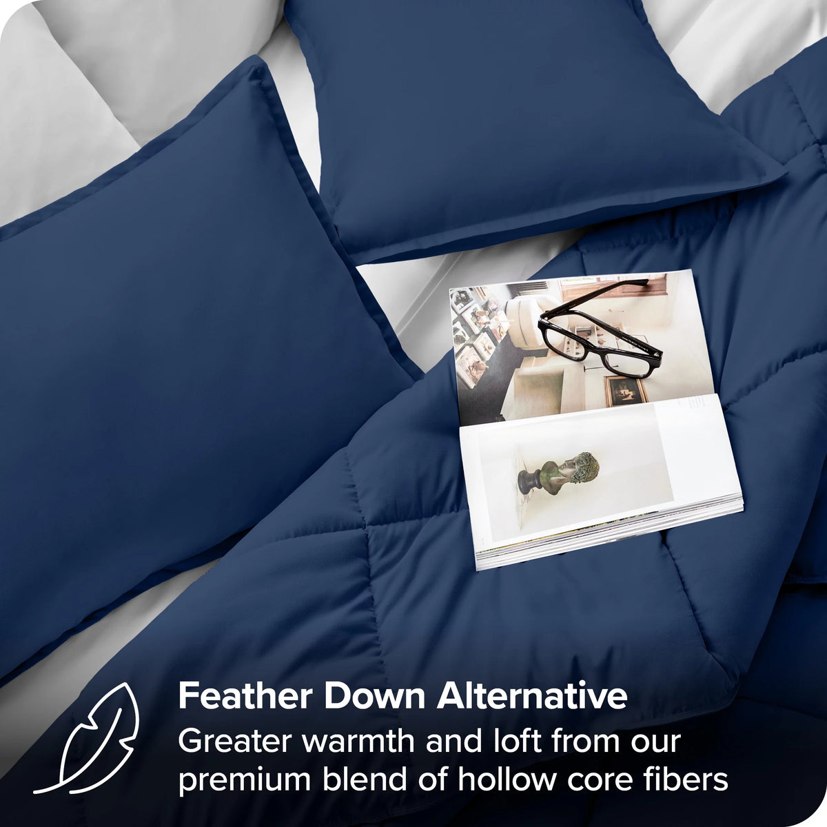 Queen Dark Blue Down Alternative Comforter Set G735646