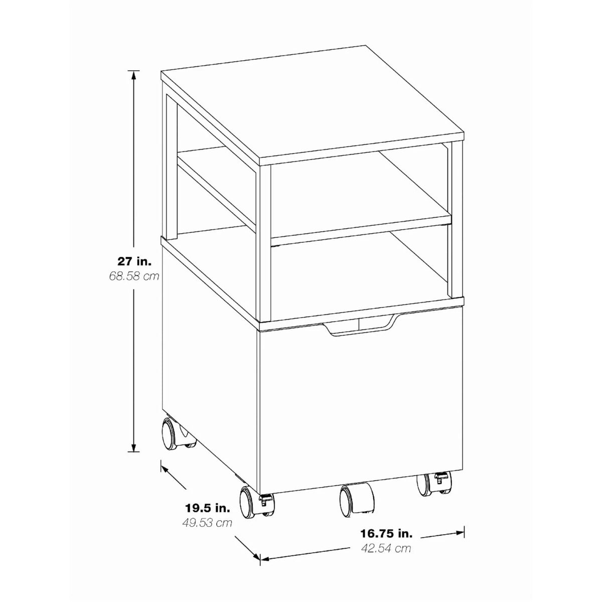 Wood 1-Drawer Mobile Storage Cart G5505