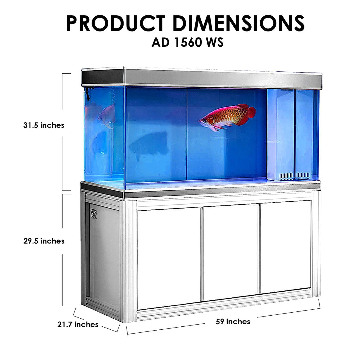 200 Gallon Tempered Glass All-in-one Aquarium White and Silver W449615