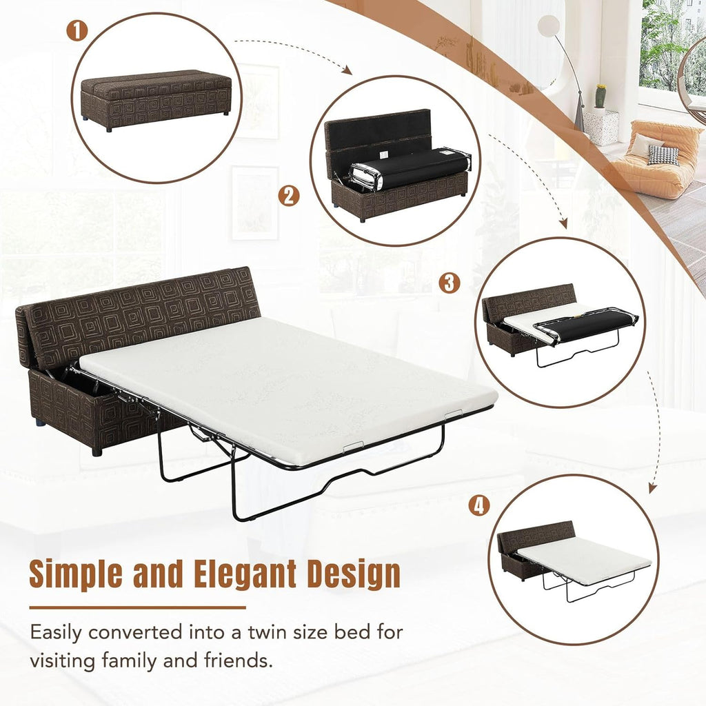 Full Size Folding Ottoman Bed with Mattress F497842