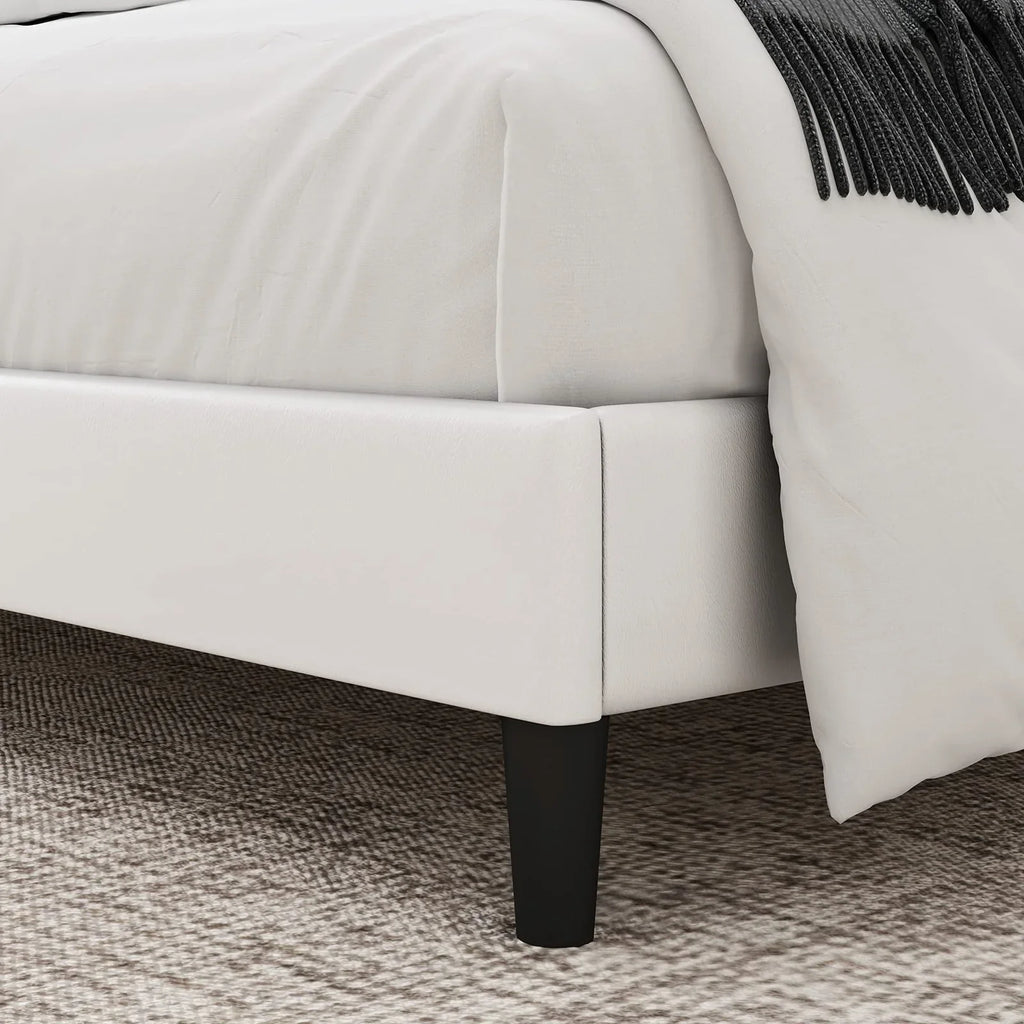 Black Faux Leather Upholstered Button Tufted Full Size Platform Bed Frame with Adjustable Headboard X1180