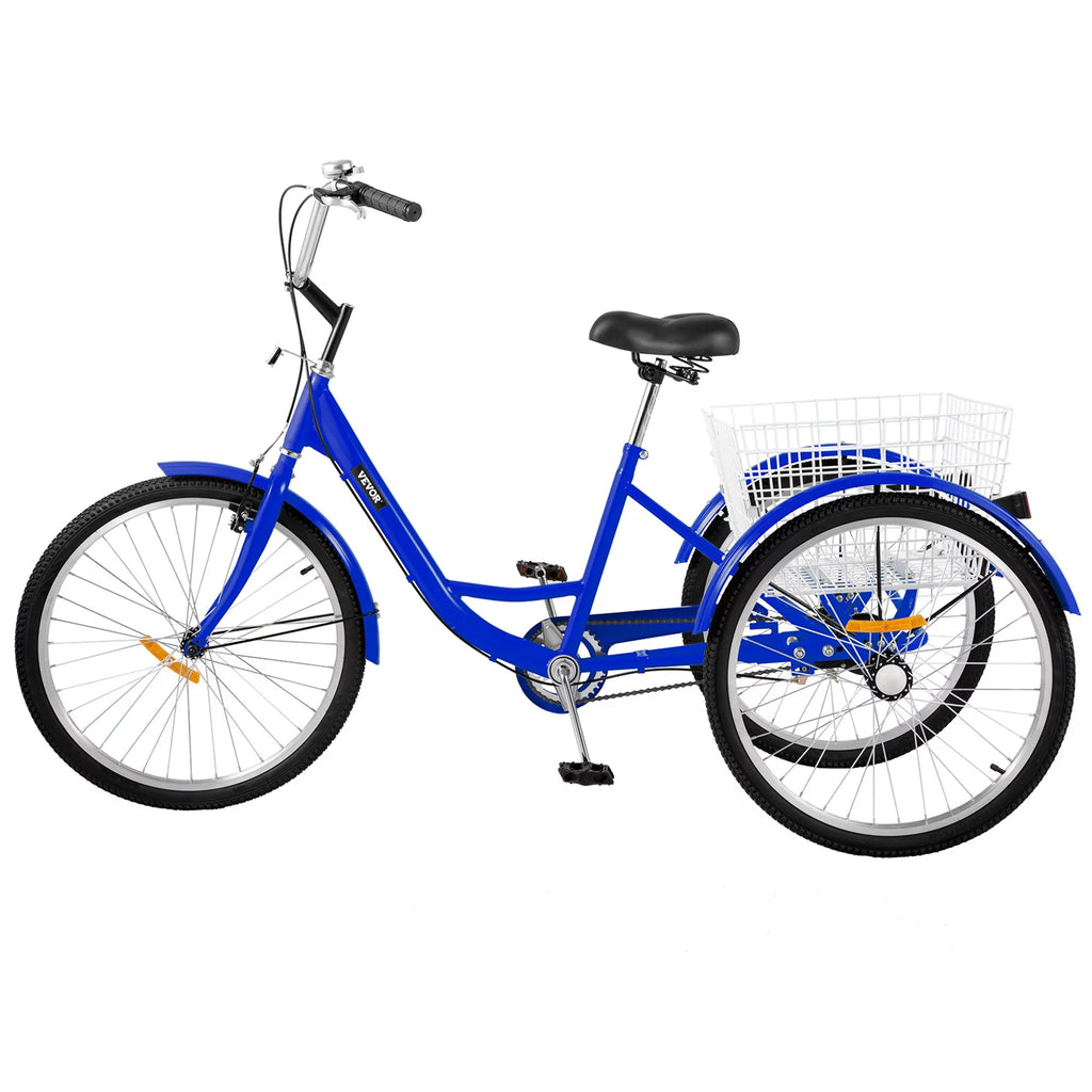 24" Single Speed Three Wheel Bike with Basket Blue J926392