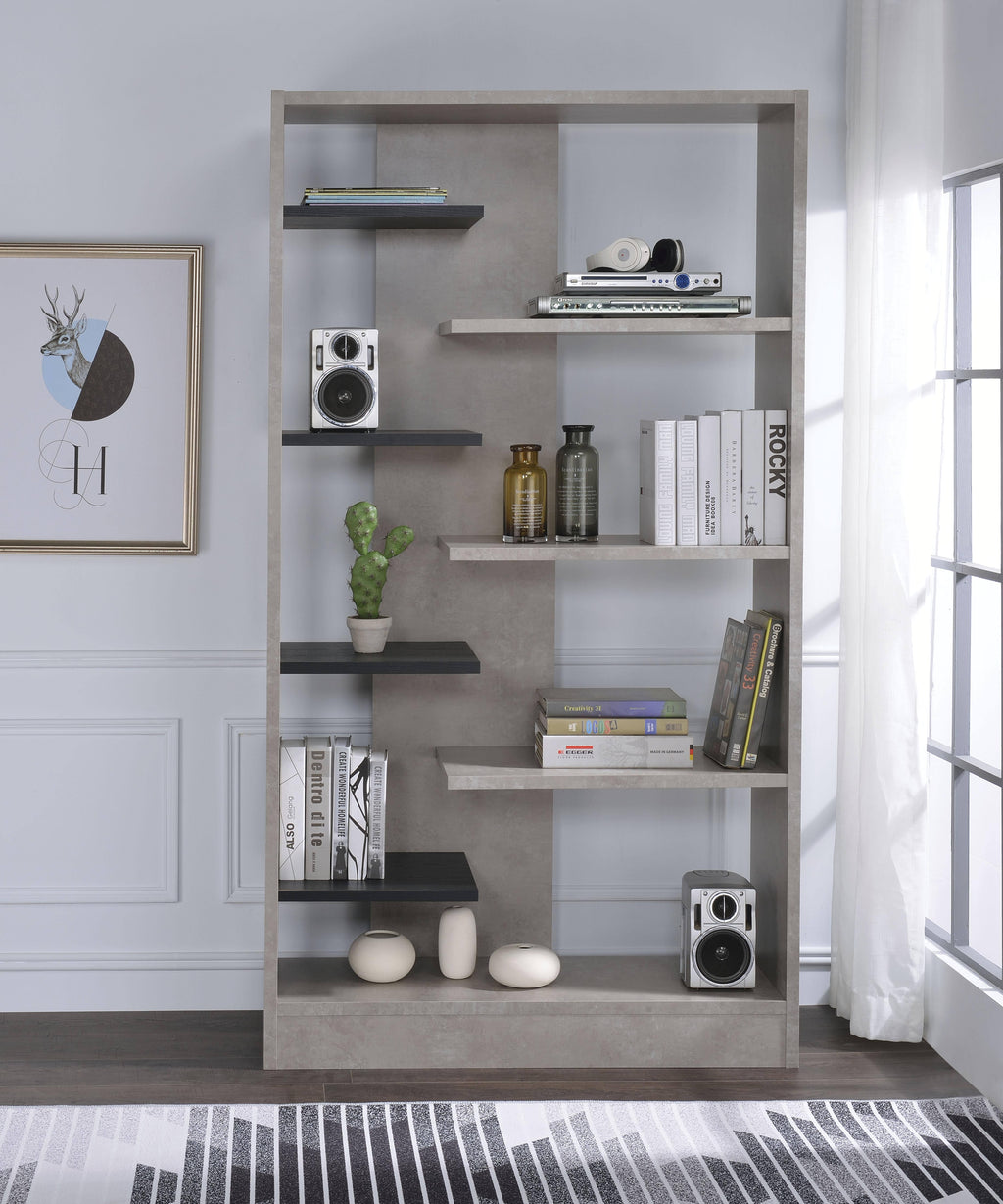 Faux Concrete Black Bookshelf U901924