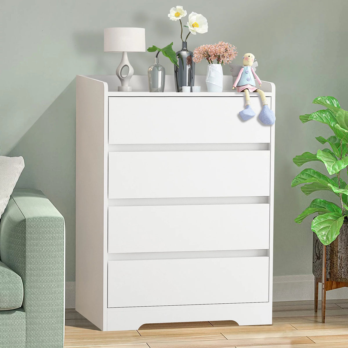 White 4 Drawer Wood Dresser P788