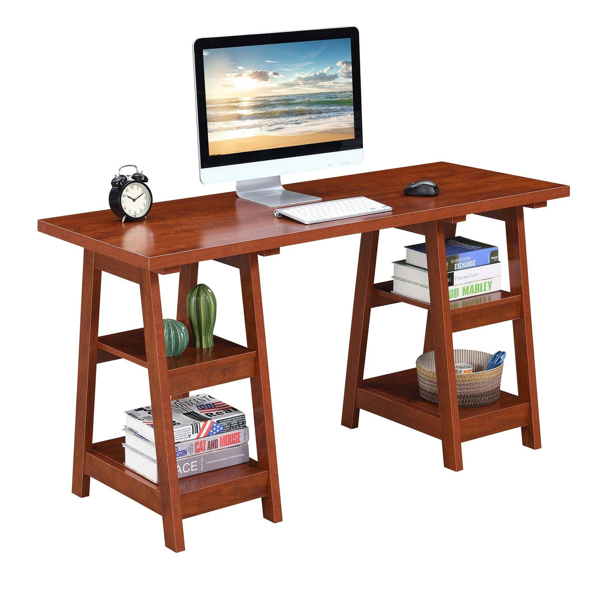 Pink Double Trestle Desk H1707