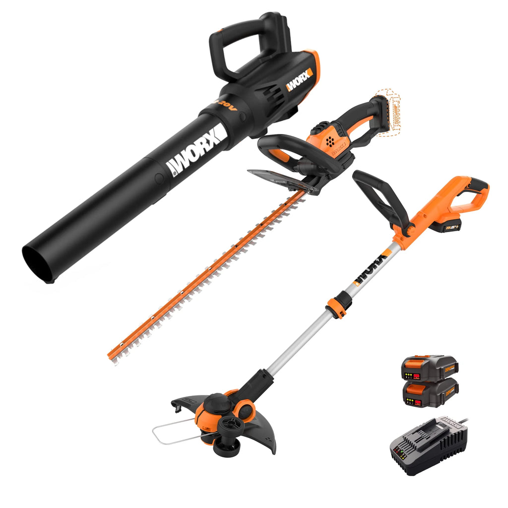 Cordless Leaf Blower, Hedge Trimmer, & Weed Trimmer Combo Kit E62495