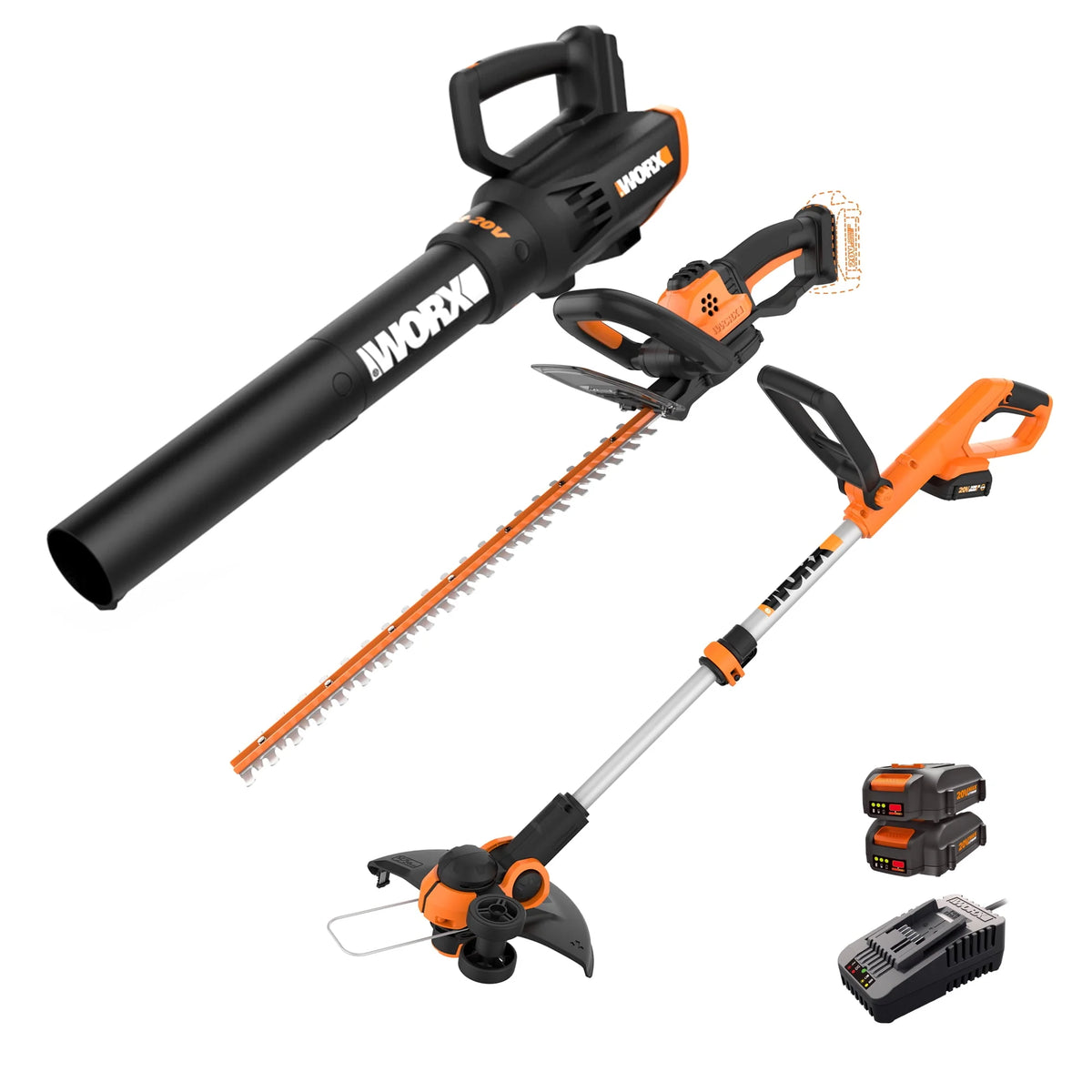Cordless Leaf Blower, Hedge Trimmer, & Weed Trimmer Combo Kit E62495