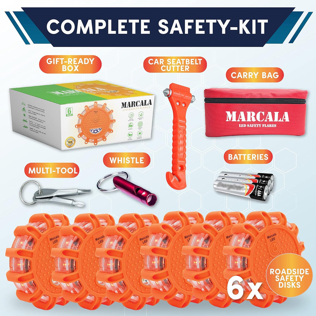 LED Road Flares 6-Pack with Batteries Installed and Carry-Case T73552