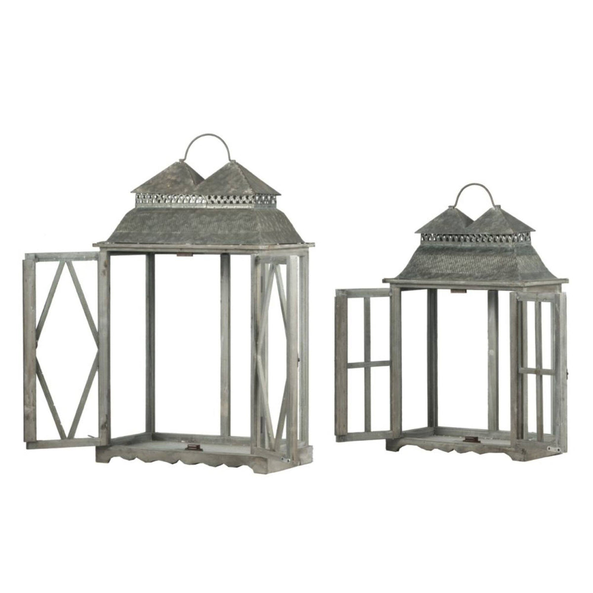 Set of 2 Antique Silver Lanterns O577159