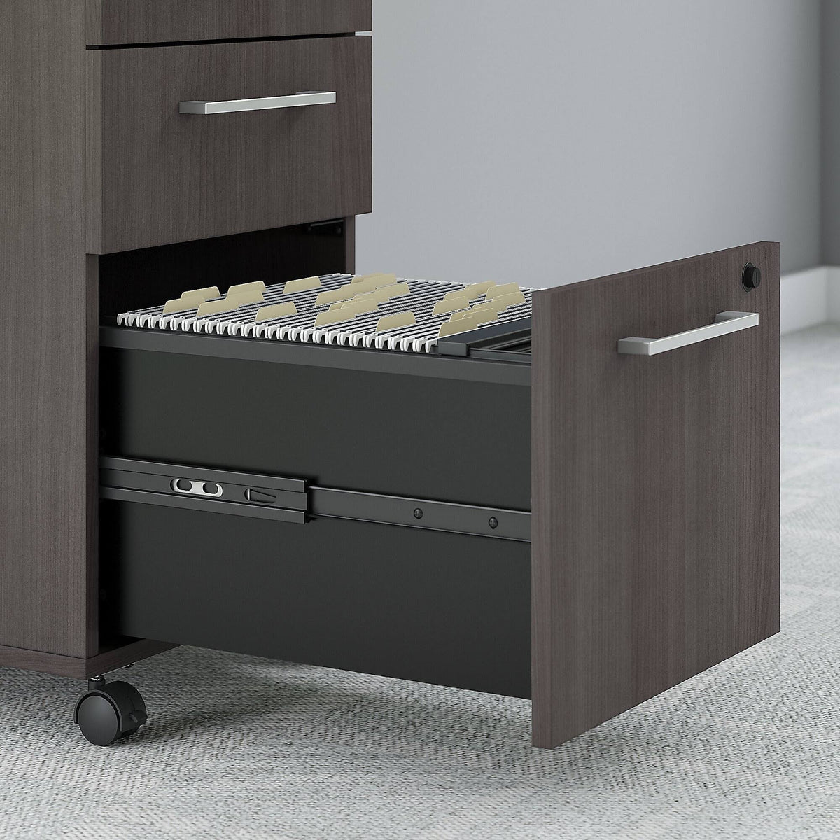 60W x 30D Table Desk with 3 Drawer Mobile File Cabinet, Storm Gray W318959