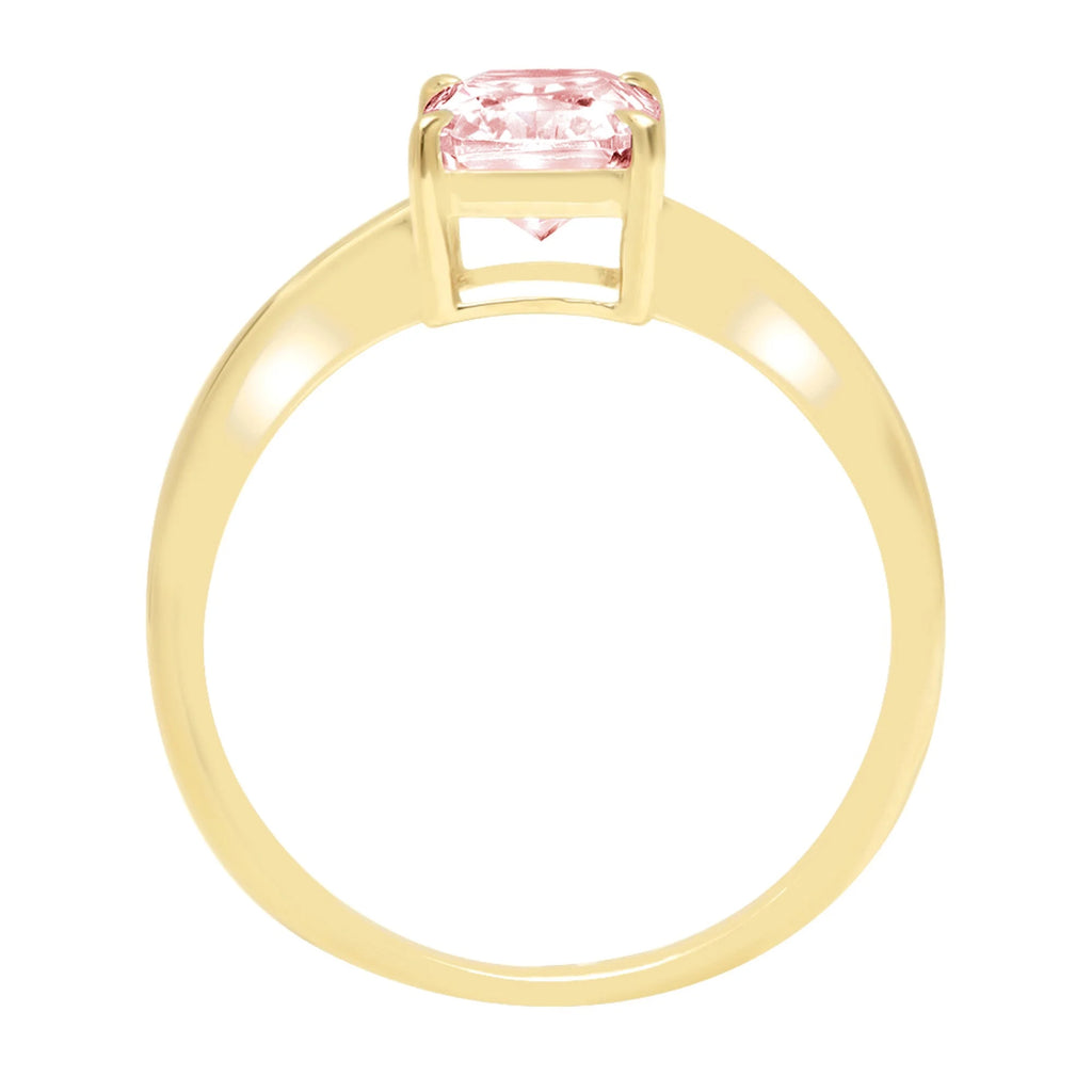 2.5ct Radiant Cut Pink Simulated Diamond 18k Yellow Gold Ring Size 10.5 J72438