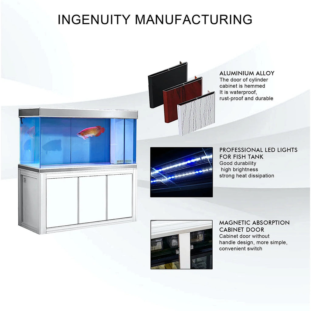 200 Gallon Tempered Glass All-in-one Aquarium White and Silver W449615