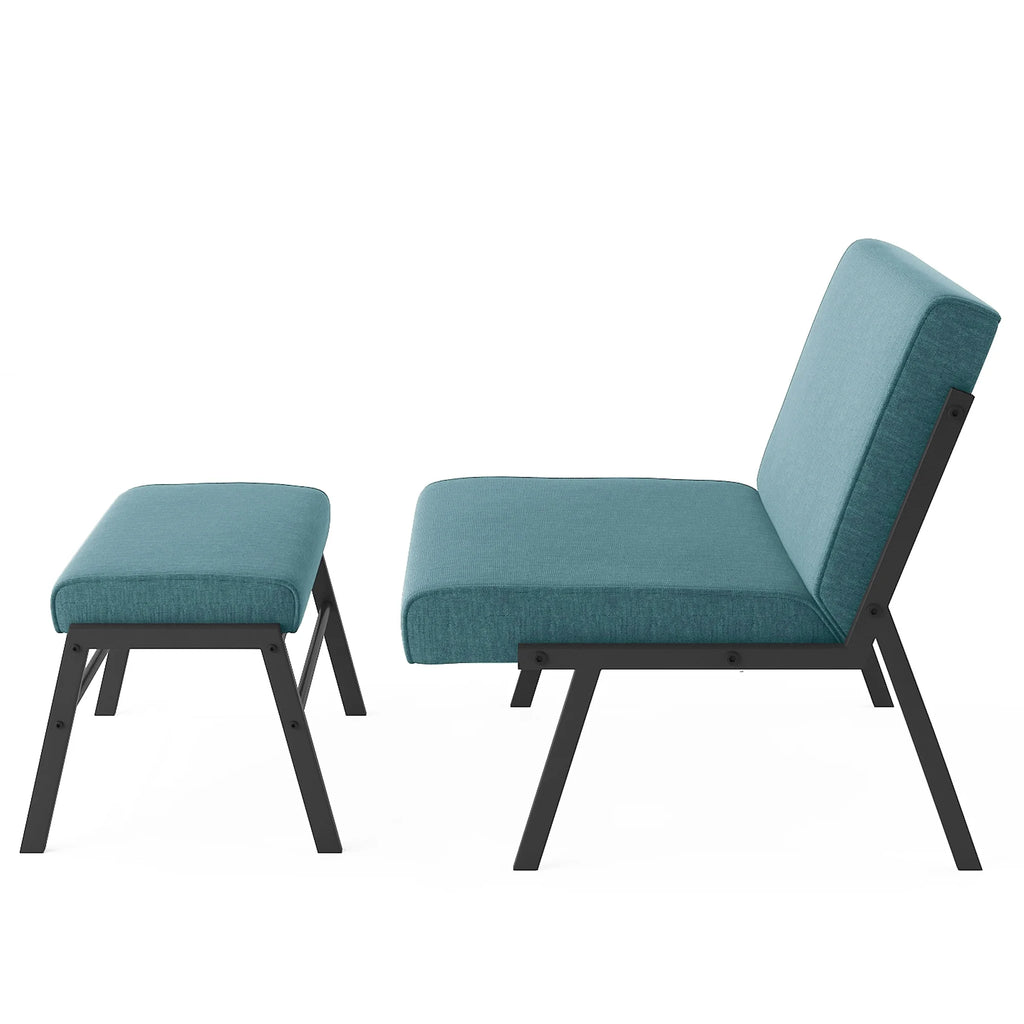Green Linen Accent Chair with Ottoman S773725