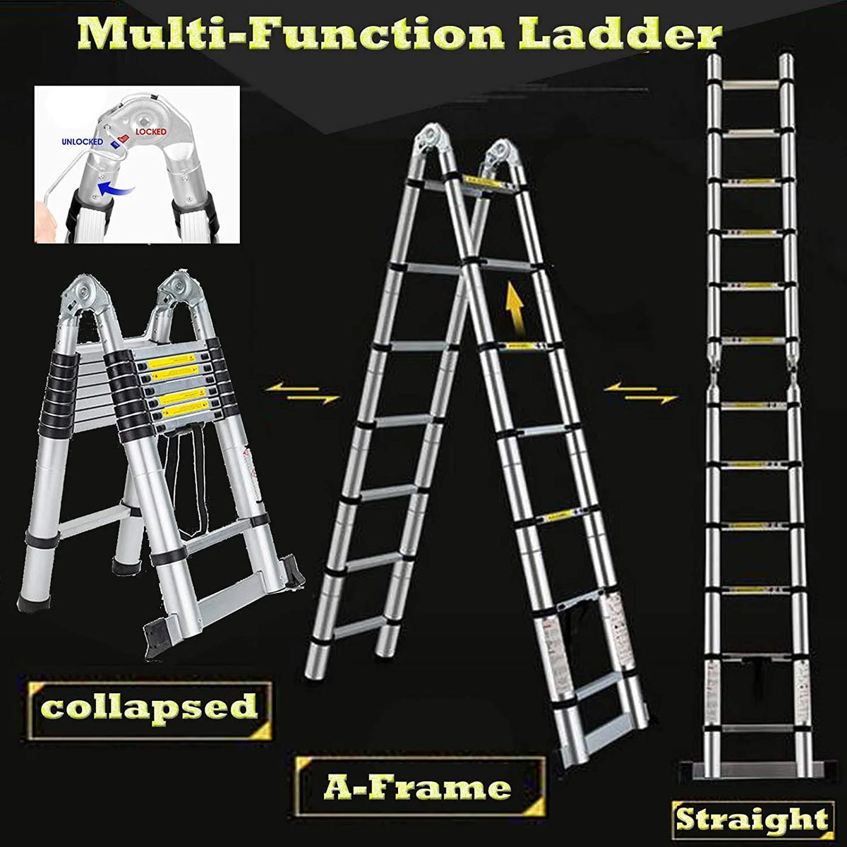 16.5FT Aluminum Telescoping Extension Ladder T2605