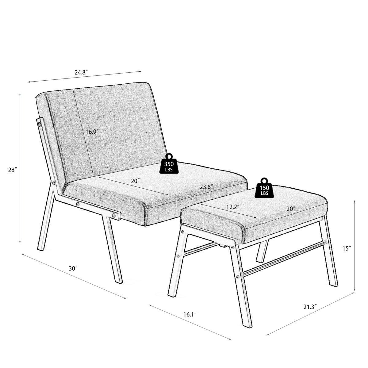 Green Linen Accent Chair with Ottoman S773725