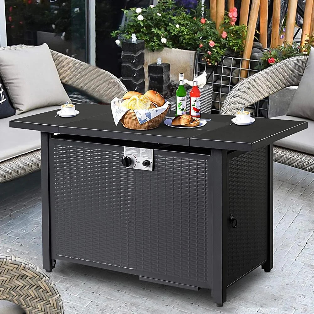 43'' Propane Fire Pit Table with Rain Cover and Wind Guard T846539