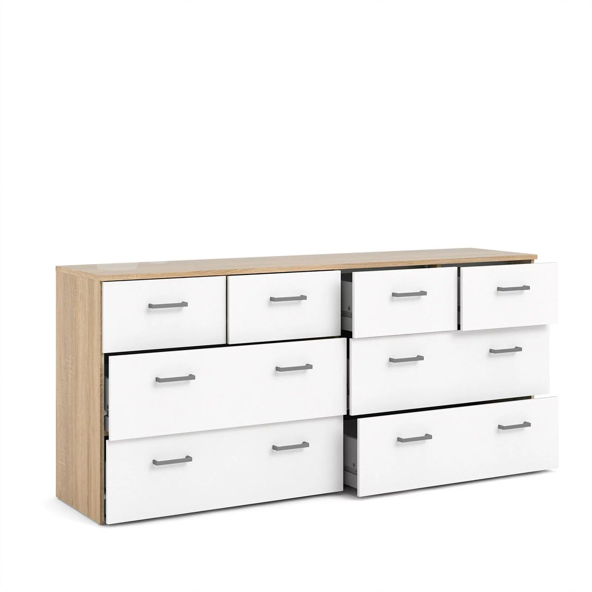 Oak Structure White 8 Drawer Double Dresser Z84326
