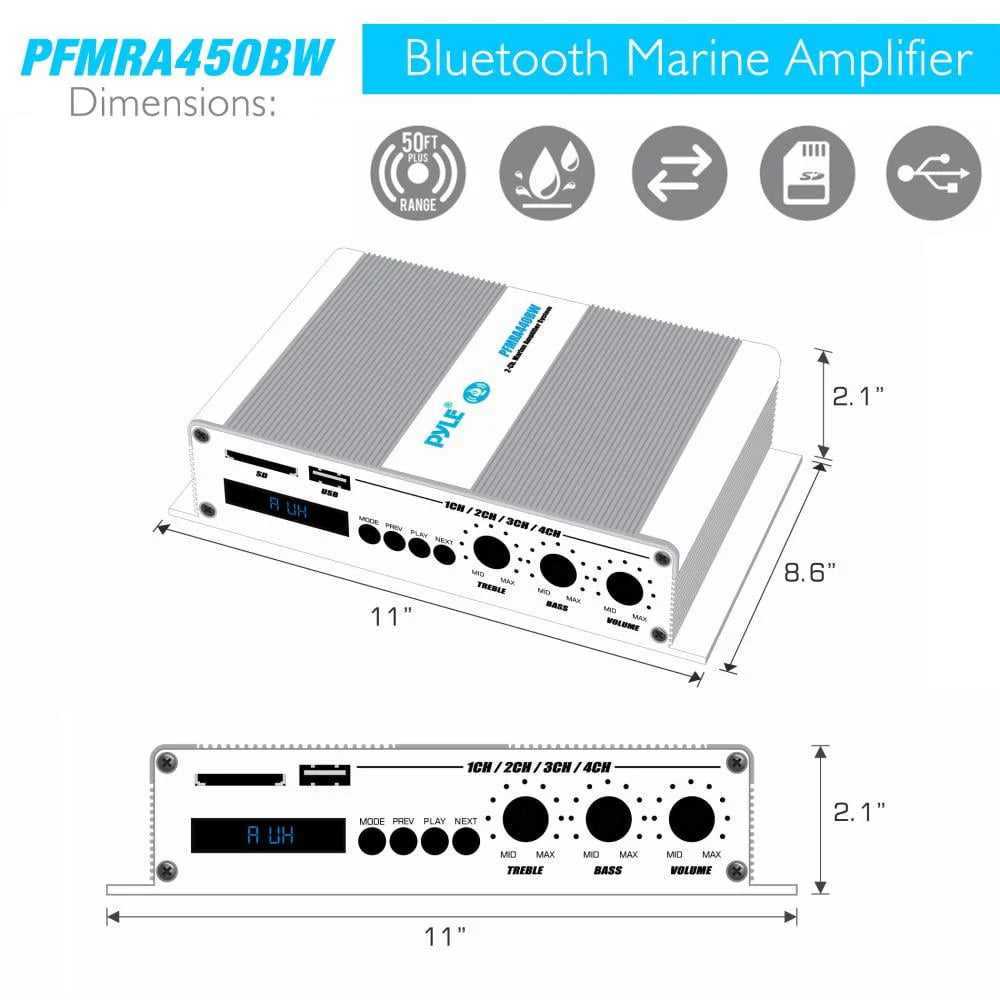 4 Channel 400 Watt Marine Amplifier C4732