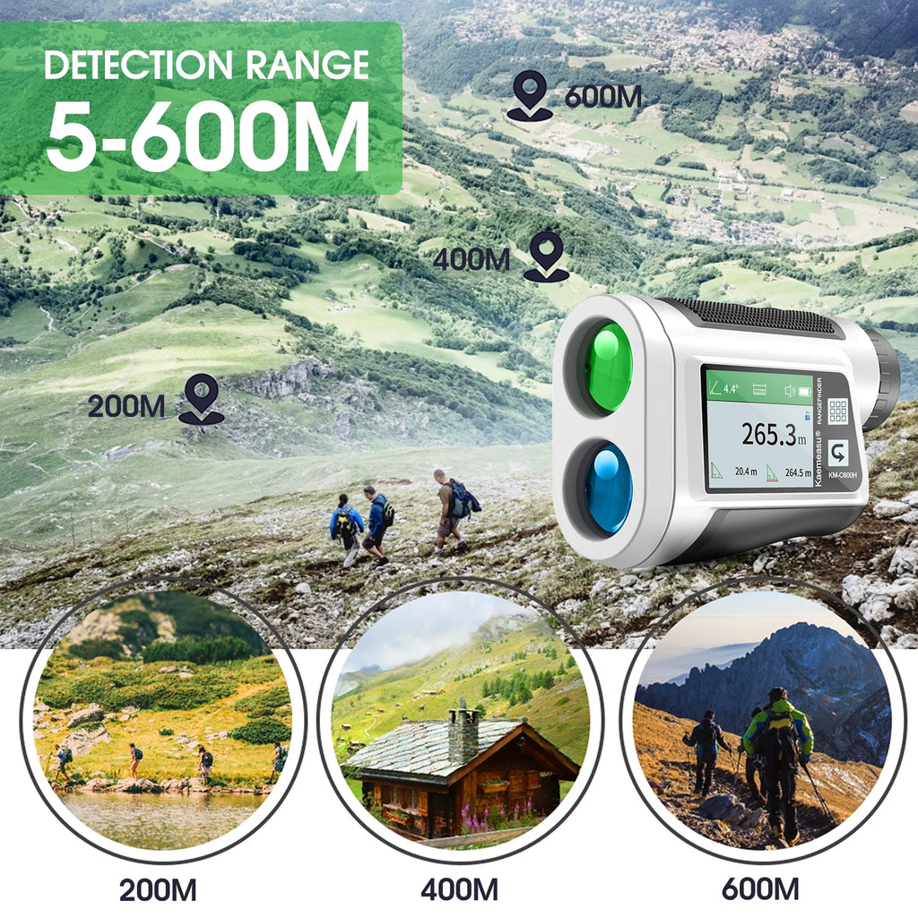 6X Magnification Rangefinder with LCD Touch Screen, USB Rechargeable, 600M Range, Black L84729