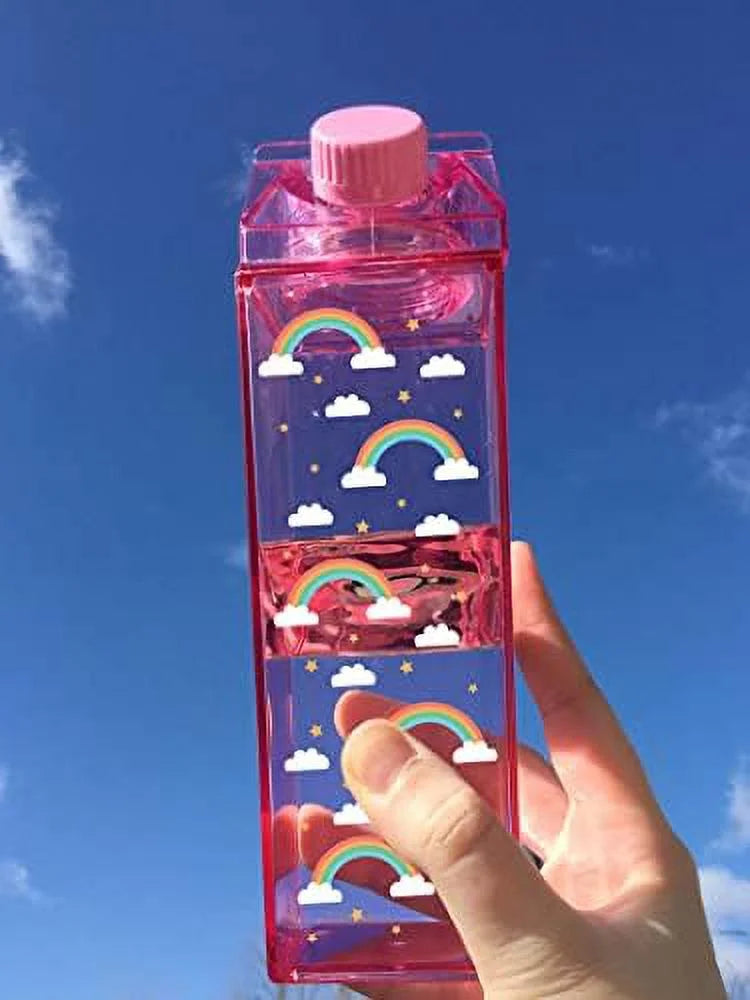 Rainbow Pattern Milk Carton Water Bottle 500ml 16.9oz B863