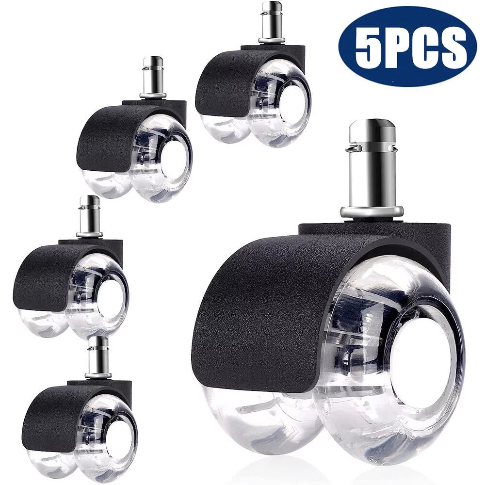 2" Heavy Duty Rubber Office Chair Caster Wheels, Set of 5 X746298