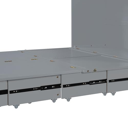 Queen Size Murphy Wall Bed with USB Charging Station and Storage Drawer N1750