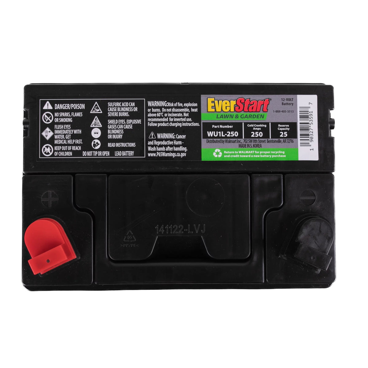 Lead Acid Lawn and Garden Battery, Group Size U1R 12 Volt, 250 CCA B916016