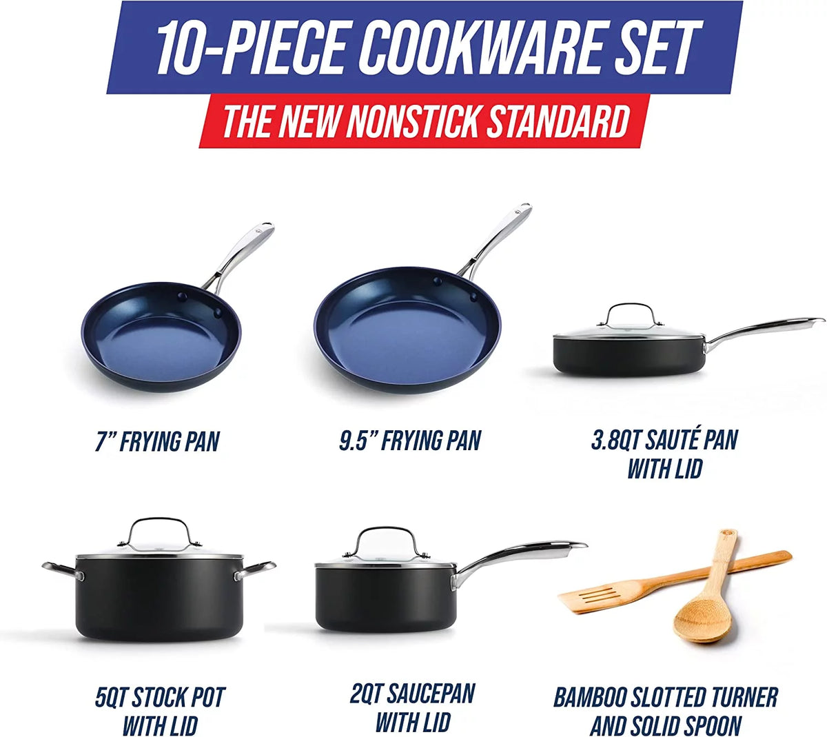 Blue Diamond Hard Anodized Ceramic Nonstick 10-Piece Cookware Set U896