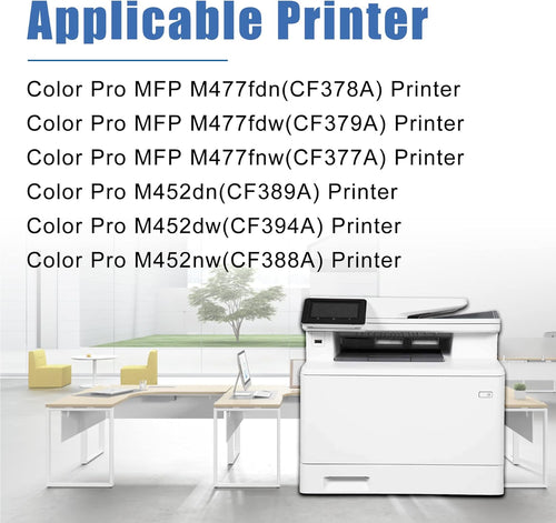(4 Pack, 1BK+1C+1M+1Y) CF410AQ Toner Cartridge for HP Color Pro MFP M477fdw M452dw Printer M54307