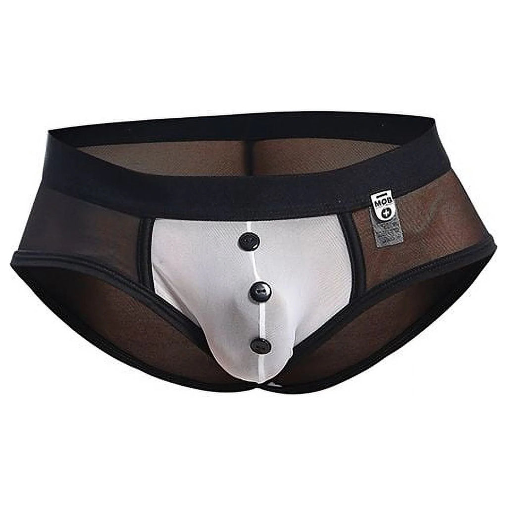 Black/White XL Brief with Bow & French Cuffs G533
