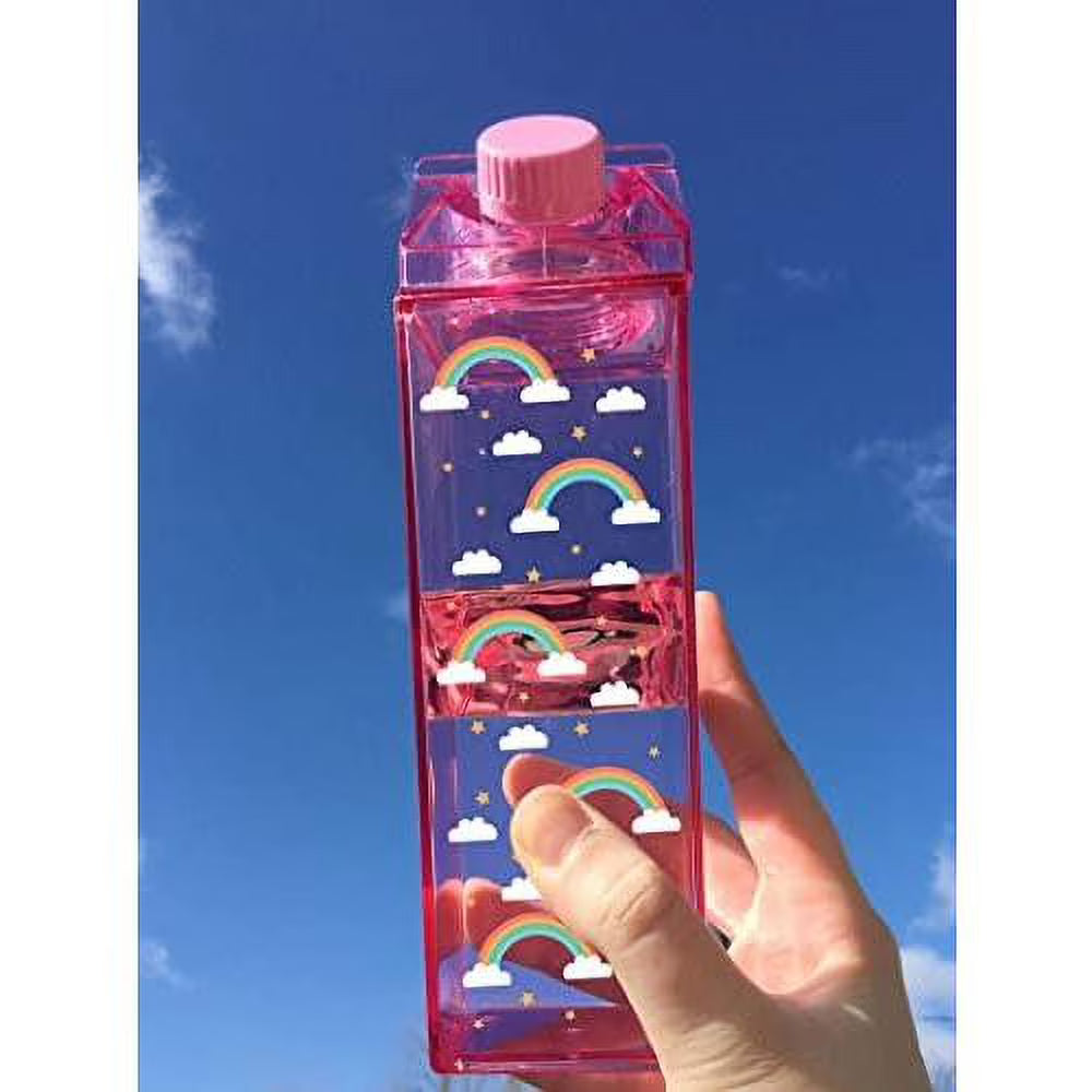 Rainbow Pattern Milk Carton Water Bottle 500ml 16.9oz B863