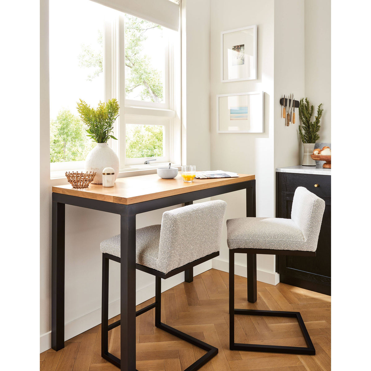 White Parsons Counter Table with White Quartz Top Z79729