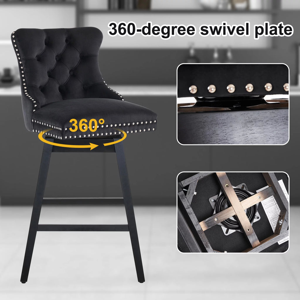 Velvet Swivel Bar Stools Set of 4 A59768