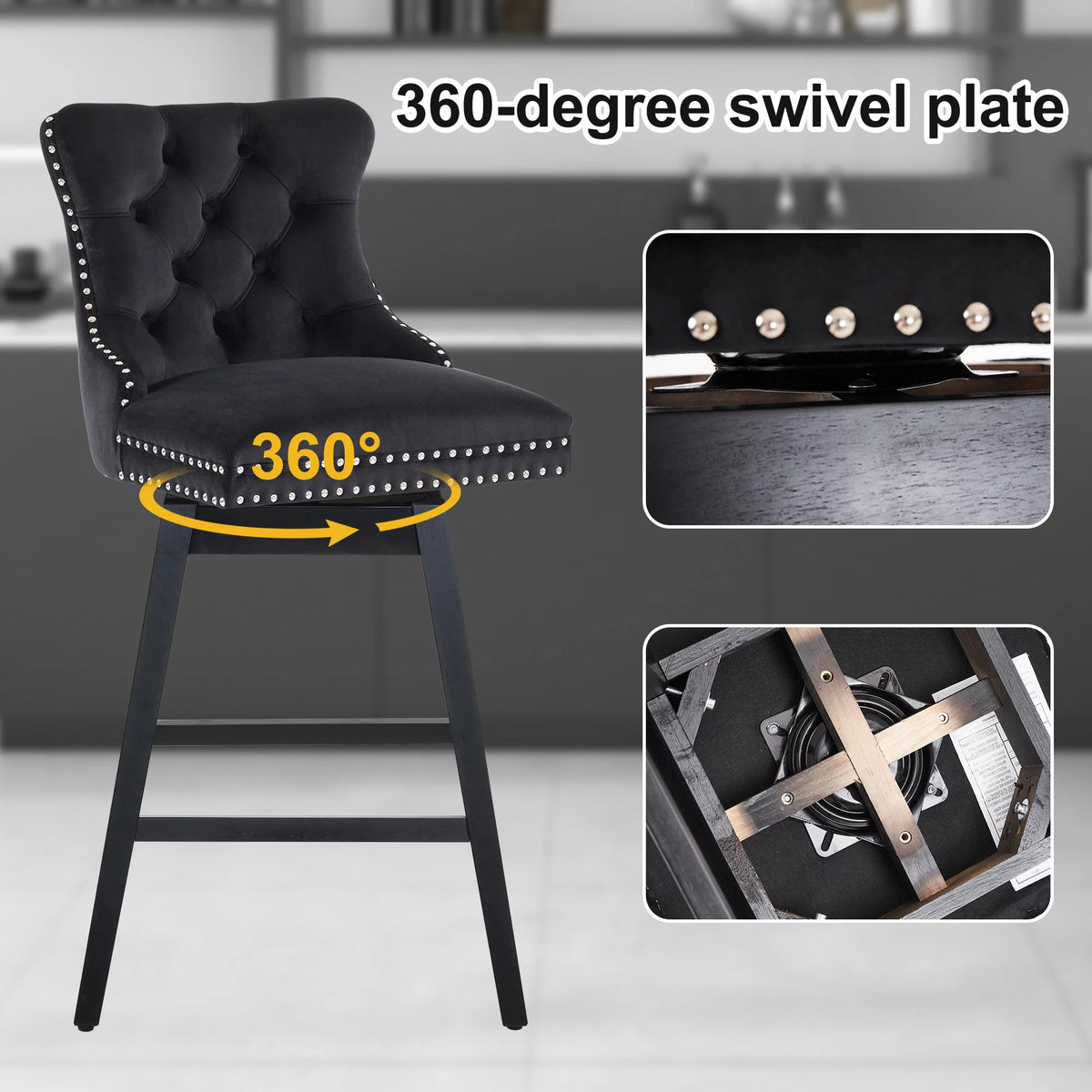 Velvet Swivel Bar Stools Set of 4 A59768