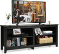 Black 4 Cubby Wood TV Stand with Adjustable Shelf H581