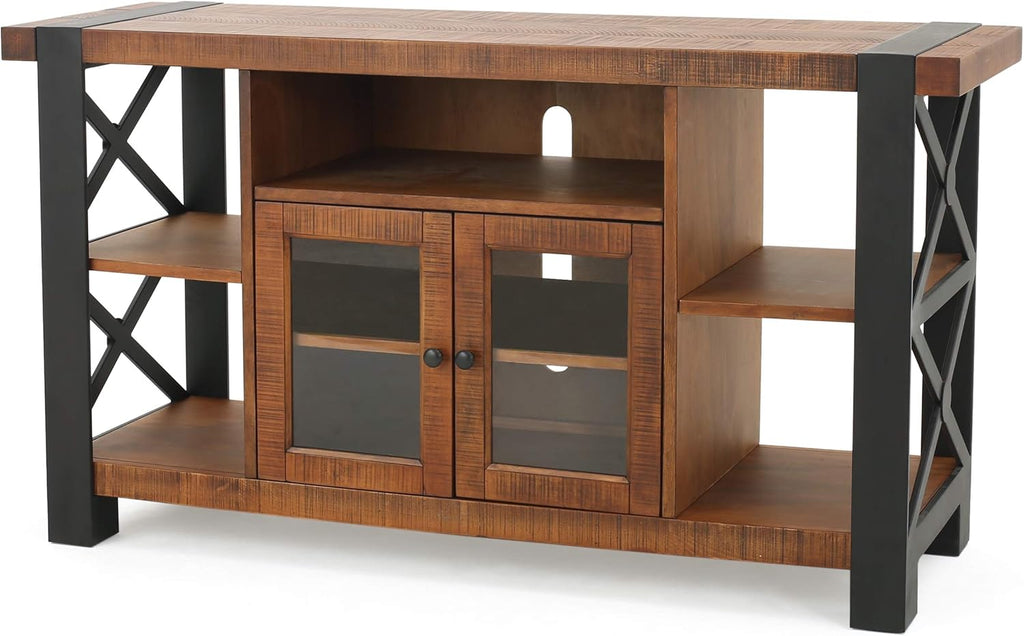 Natural Wood TV Console with Cabinets F9746